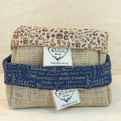 Cesta Cafeteria - Estampa Azul - Mensagens - Cesta de Café da Manhã - Craft.Mimo