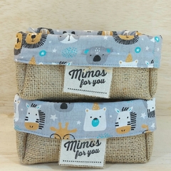 Cesta Bosque - Juta e Tecido - Tag Personalizada - Lembrancinha de Aniversário - Craft.Mimo