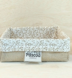Cesta de Páscoa Tons de Bege - Cesta de Presentes - Tag Personalizada - Juta & Tecido - Craft.Mimo