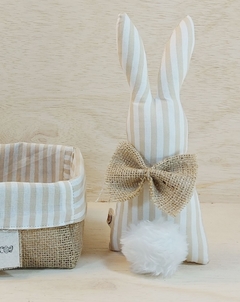 Coelho de Mesa Linho Rosé - Enfeite de Páscoa - Craft.Mimo