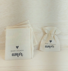Saquinho Lembrancinha Batizado - Anjinho - Estampa Personalizada - Algodão Cru com Cordão Avulso - comprar online