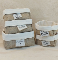 Cesta Aceita Ser Minha Madrinha - Casamento - Tag Personalizada - Juta & Tecido - Craft.Mimo