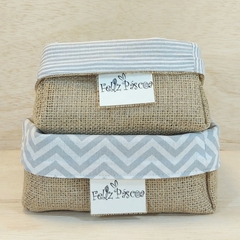 Cesta de Páscoa Algodão Cru - Mensagem & Logotipo - Cesta de Presentes - Tag Personalizada - Juta & Tecido