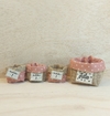 Cachepô Corações Rosé - Nomes - Tag Personalizada - Juta & Tecido