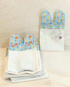 Saquinho Orelha com Tag - Orelhinhas de Coelho - Azul e Rosa - Juta ou Algodão - Detalhe em Tecido - Craft.Mimo