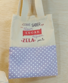 Ecobag Etiqueta Personalizada - Zela Por Ti - Poá Lilás - Presente Personalizado