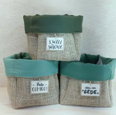 Cachepô Grande Frases Divertidas - Tag Personalizada - Juta & Tecido
