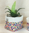 Cachepô Corações Colorido - Algodão Cru, Cores e Estampas