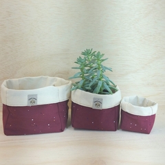 Cachepô Corações - Preto & Vermelho - Algodão Cru, Cores e Estampas - Craft.Mimo