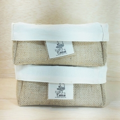 Cesta de Presentes - Linho Cru - Mensagens - Logotipo Personalizado - Mercearia, Empório e Guloseimas