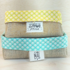 Cesta Dia das Mães - Margaridas - Cores & Tags - Cesta de Presentes - Tag Personalizada - Juta & Tecido - loja online