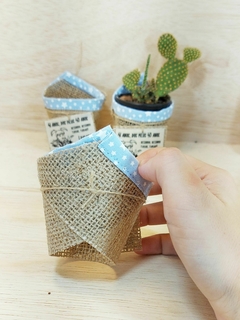 Cachepô Rótulo - Detalhe em Tecido - Pote 6 - Sem Tag - Craft.Mimo