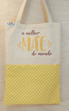 Ecobag Etiqueta Personalizada - A Melhor Mãe do Mundo - Floral Vermelho - Brinde Escolar - Craft.Mimo