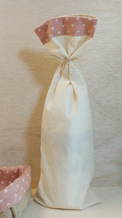 Saco de Bebida- Algodão Cru - Detalhe em Tecido - Sem Tag