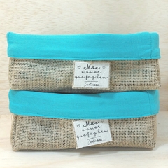 Cesta Dia das Mães - Linho Verde Menta - Cesta de Presentes - Tag Personalizada - Juta & Tecido - Craft.Mimo