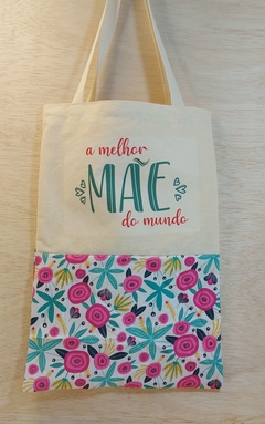 Ecobag A Melhor Mãe do Mundo - Corações Azul - Presente Personalizado - loja online