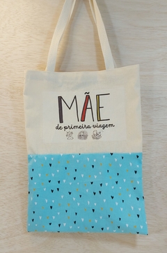 Ecobag Mãe de Primeira Viagem - Corações Azul - Presente Personalizado