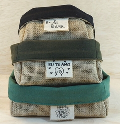 Cesta Dia dos Namorados - Tons de Verde - Cesta de Presentes - Tag Personalizada - Juta & Tecido