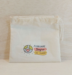 Saquinho Melhor Sogra do Mundo - Lembrancinha - Estampa Personalizada - Algodão Cru com Cordão Embutido - 10x13cm