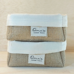 Cesta de Presentes - Linho Cru - Mensagens - Logotipo Personalizado - Mercearia, Empório e Guloseimas - Craft.Mimo