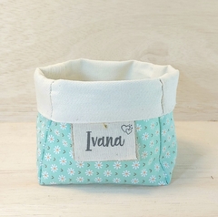 Imagem do Cachepô Eu Te Amo - Coração - Rosé - Tag Personalizada - Algodão Cru, Cores e Estampas