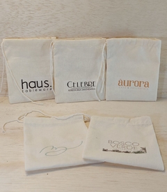 Saquinho Cafeteria - Logotipo - Lembrancinha - Estampa Personalizada - Algodão Cru com Cordão Embutido - 10x13cm na internet