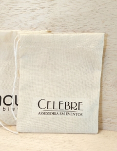 Saquinho Logotipo - Lembrancinha - Estampa Personalizada - Algodão Cru com Cordão Embutido - 10x13cm - loja online