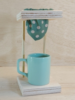 Mini Coador com Porta Sachês - Verde Menta - Poá - Craft.Mimo