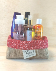 Cesta Cosméticos Logotipo - Cesta de Presentes - Tag Personalizada - Juta & Tecido na internet