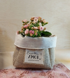 Cachepô Porta Temperos - Linho Cru - Tag Personalizada - Juta & Tecido - comprar online