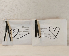 Necessaire Casal - Estampas Combinando - Lembrancinha Personalizada - Lona 100% Algodão
