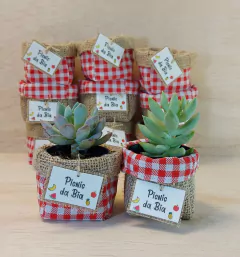 Cachepô Piquenique Moranguinho - Lembrancinha de Aniversário - Tag Personalizada - Juta & Tecido - comprar online