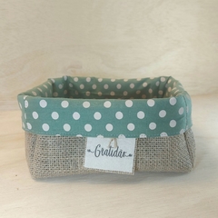 Cesta Poá - Verde Menta - Cesta de Presentes - Tag Personalizada - Juta & Tecido