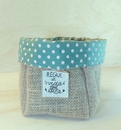 Cachepô Grande Que a Felicidade Vire Rotina - Floral Amarelo - Tag Personalizada - Juta & Tecido na internet