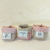 Cachepô Rosé Estampas - Fé, Vida e Gratidão - Tag Personalizada - Juta & Tecido