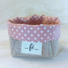 Cachepô Linho Rosé - Lettering - Tag Personalizada - Juta & Tecido - loja online