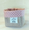 Cachepô Grande Que a Felicidade Vire Rotina - Poá Rosé - Tag Personalizada - Juta & Tecido