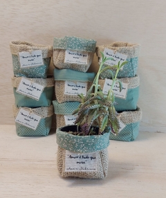 Cachepô Regue a Vida - Verde Menta - Lembrancinha de Casamento - Tag Personalizada - Juta & Tecido - loja online