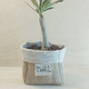 Cachepô Grande Lar Doce Lar - Linho Cru - Tag Personalizada - Juta & Tecido