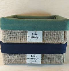 Cesta Dia dos Namorados - Tons de Verde - Cesta de Presentes - Tag Personalizada - Juta & Tecido - comprar online
