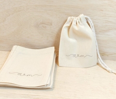 Saquinho Logotipo - Lembrancinha - Estampa Personalizada - Algodão Cru com Cordão Embutido - 10x13cm na internet