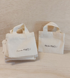 Sacolinha Minibag Chá de Bebê - Personalizada - Estampa Padrão - Algodão Cru - Lembrancinha