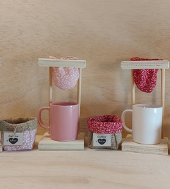 Mini Coador com Porta Sachês - Floral Rosé na internet