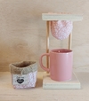 Mini Coador com Porta Sachês - Floral Rosé