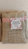 Saquinho de Juta Aniversário - Anne de Green Gables - Detalhe em Tecido - Tag Personalizada - Lembrancinha