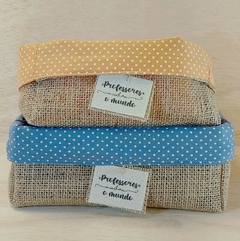 Cesta Dia dos Professores - Estampas Coloridas - Brinde - Cesta de Presentes - Tag Personalizada - Juta & Tecido - comprar online