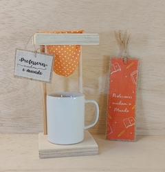 Mini Coador Dia dos Professores - Bege Coração - Craft.Mimo
