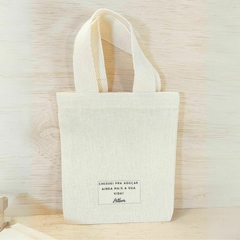 Sacolinha Minibag Cheguei Para Adoçar Sua Vida - Personalizada - Estampa Padrão - Algodão Cru - Lembrancinha de Nascimento