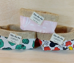 Imagem do Cesta Homem Aranha - Aniversário Infantil - Juta e Tecido - Tag Personalizada - Lembrancinha