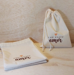 Saquinho Logotipo - Estética - Lembrancinha - Estampa Personalizada - Algodão Cru com Cordão Embutido - Craft.Mimo